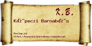 Köpeczi Barnabás névjegykártya