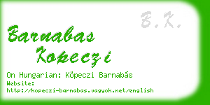 barnabas kopeczi business card