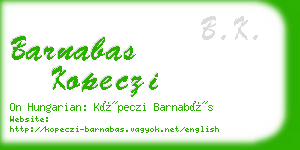 barnabas kopeczi business card